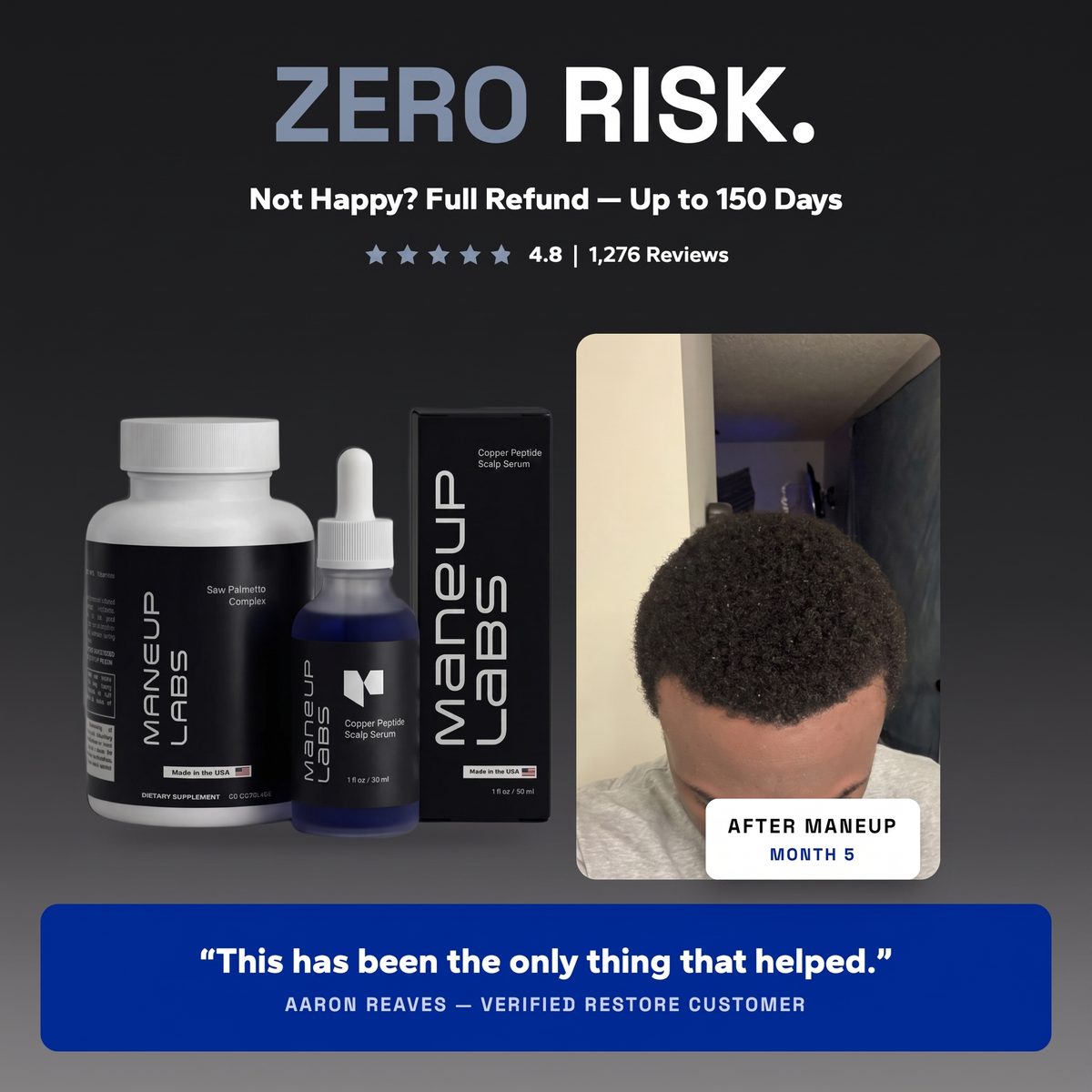 Zero risk — full refund up to 150 days, 4.8 stars from 1,276 reviews