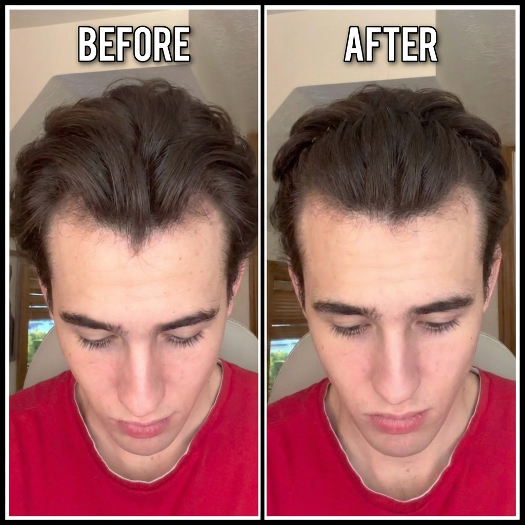 Benjamin Trammell — before and after, hair restored without DHT blockers